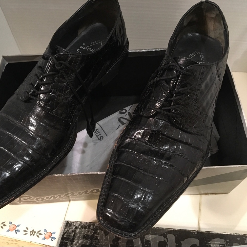 Men’s Bkack Caiman Belly Shoes